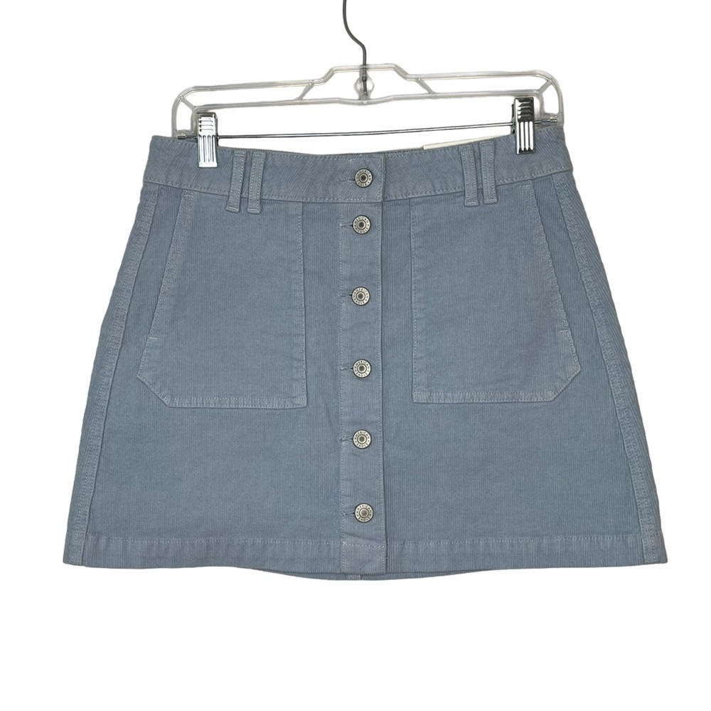AMERICAN Eagle Super Hi Rose A Line Corduroy Super Stretch Baby Blue Button